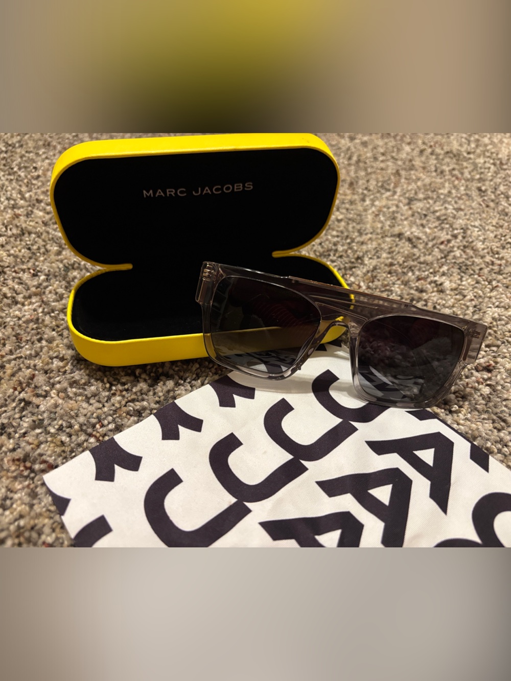 Marc Jacobs Translucent Gray Frame Sunglasses with Dark Lenses